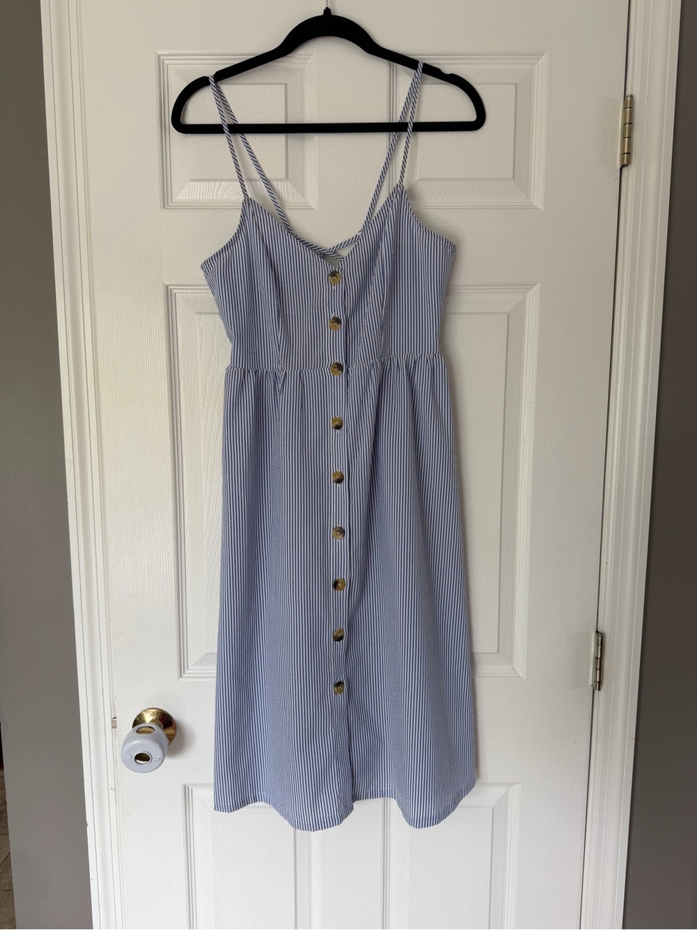 Striped Blue Button-Front Sundress